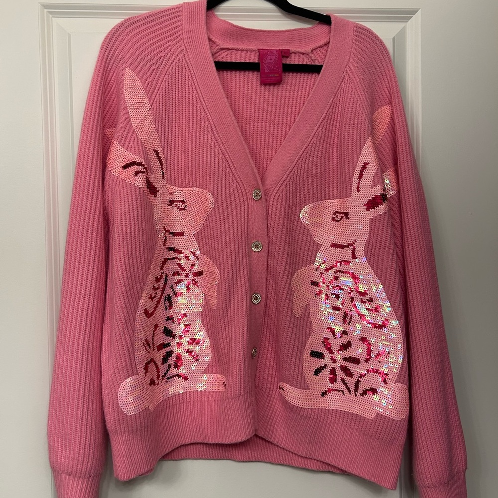 Queen of Sparkles Pink Bunny Cardigan